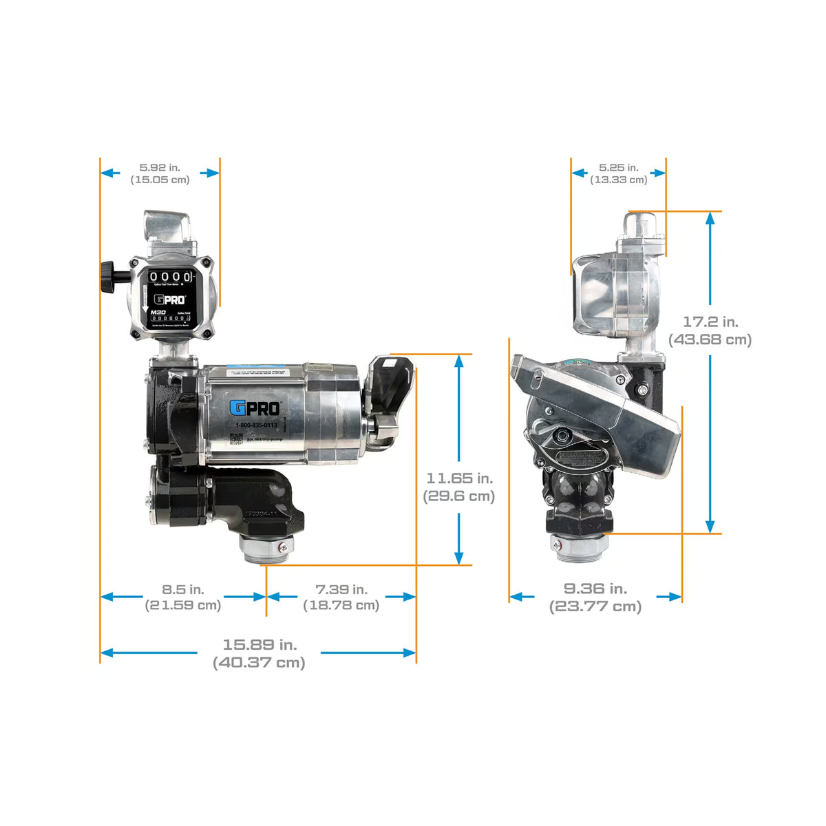 GPRO 20 GPM 115V FUEL TRANSFER PUMP WITH 5-30 GPM FUEL METER - 1-INCH OUTLET