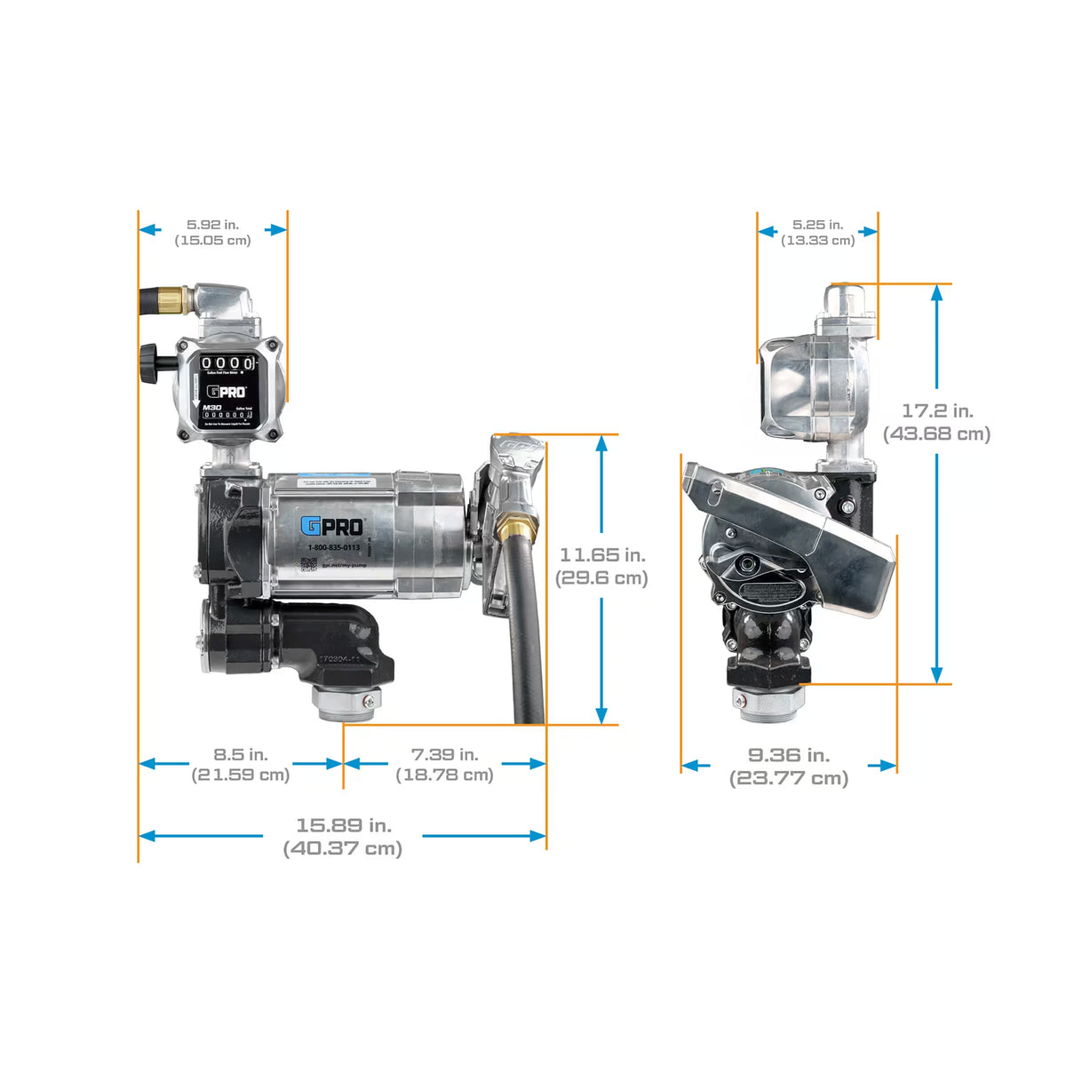 GPRO 20 GPM 115V FUEL TRANSFER PUMP WITH 5-30 GPM FUEL METER - 3/4-INCH OUTLET