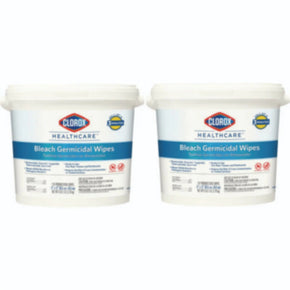 Clorox Sales Co. CLO30358CT Bleach Germicidal Wipes, 1-Ply, 12 x 12, Unscented, White, Canister of 110, Carton of 2 Canisters